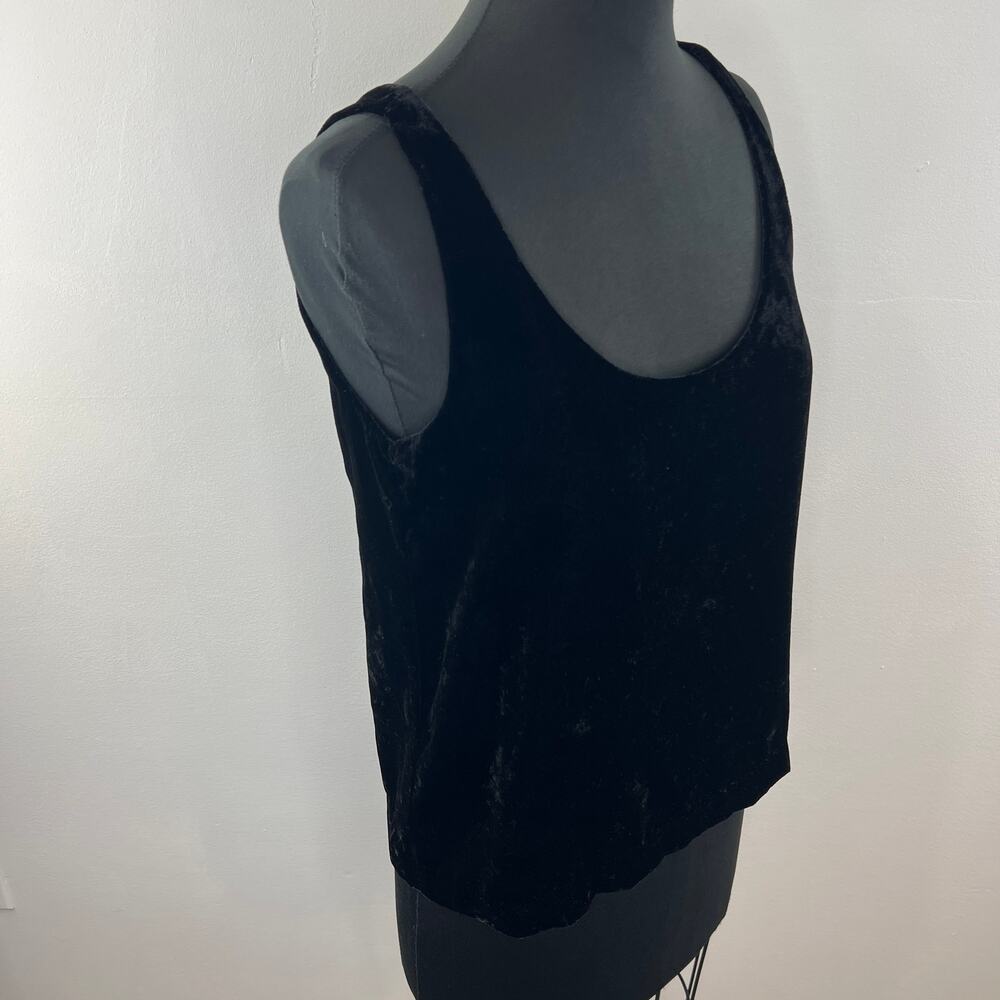 J.Crew Black Velvet Tank Top J4925 Viscose Blend Sleeveless Scoop Neck Lined 4 - Picture 3 of 9